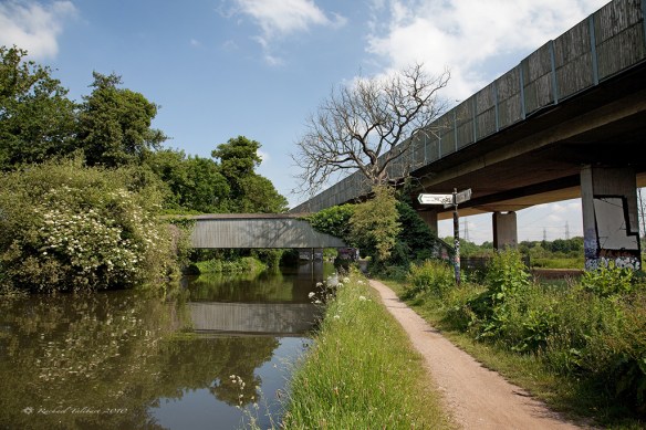 The M25 and the Wey Navigation near New Haw