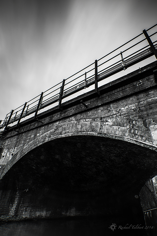 Black and white railway bridge