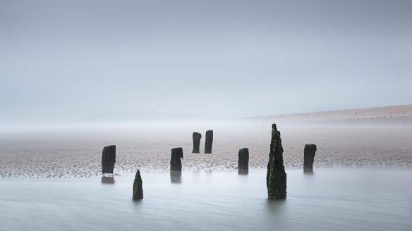 misty beach scene from Sussex